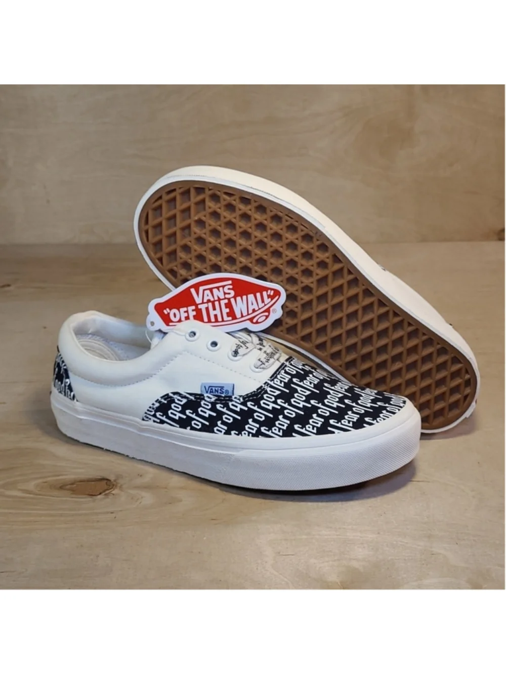 Vans Era X Fear Of God 95 Black White Canvas Shoes Size 4.5 Men's